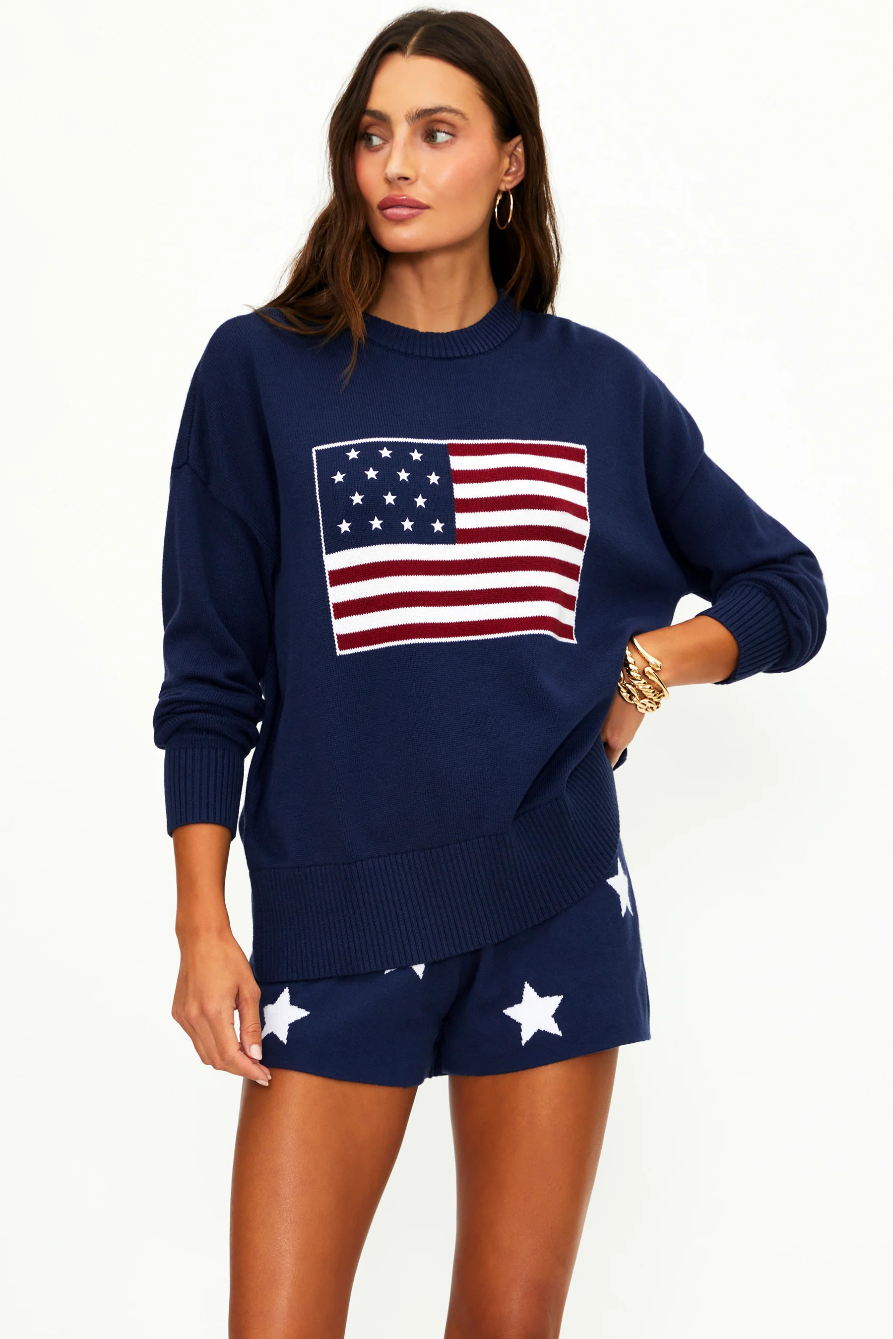 Callie Sweater Americana Ivory | American Flag Sweater | Beach Riot | Beach Riot