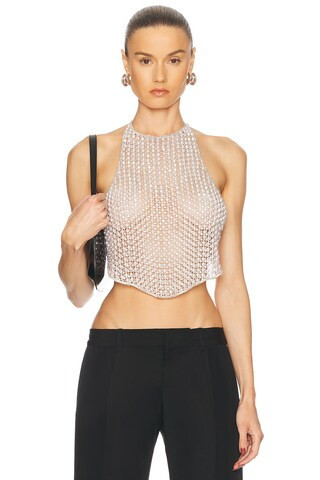 MAY MASHIAH X FWRD Zoe Top in Metallic Silver | FWRD 
