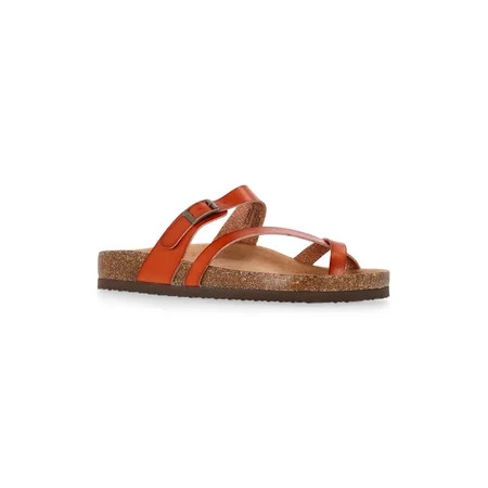 Time and Tru Women s Asymmetric Strap Footbed Sandals Wide Width Available | Walmart (US)