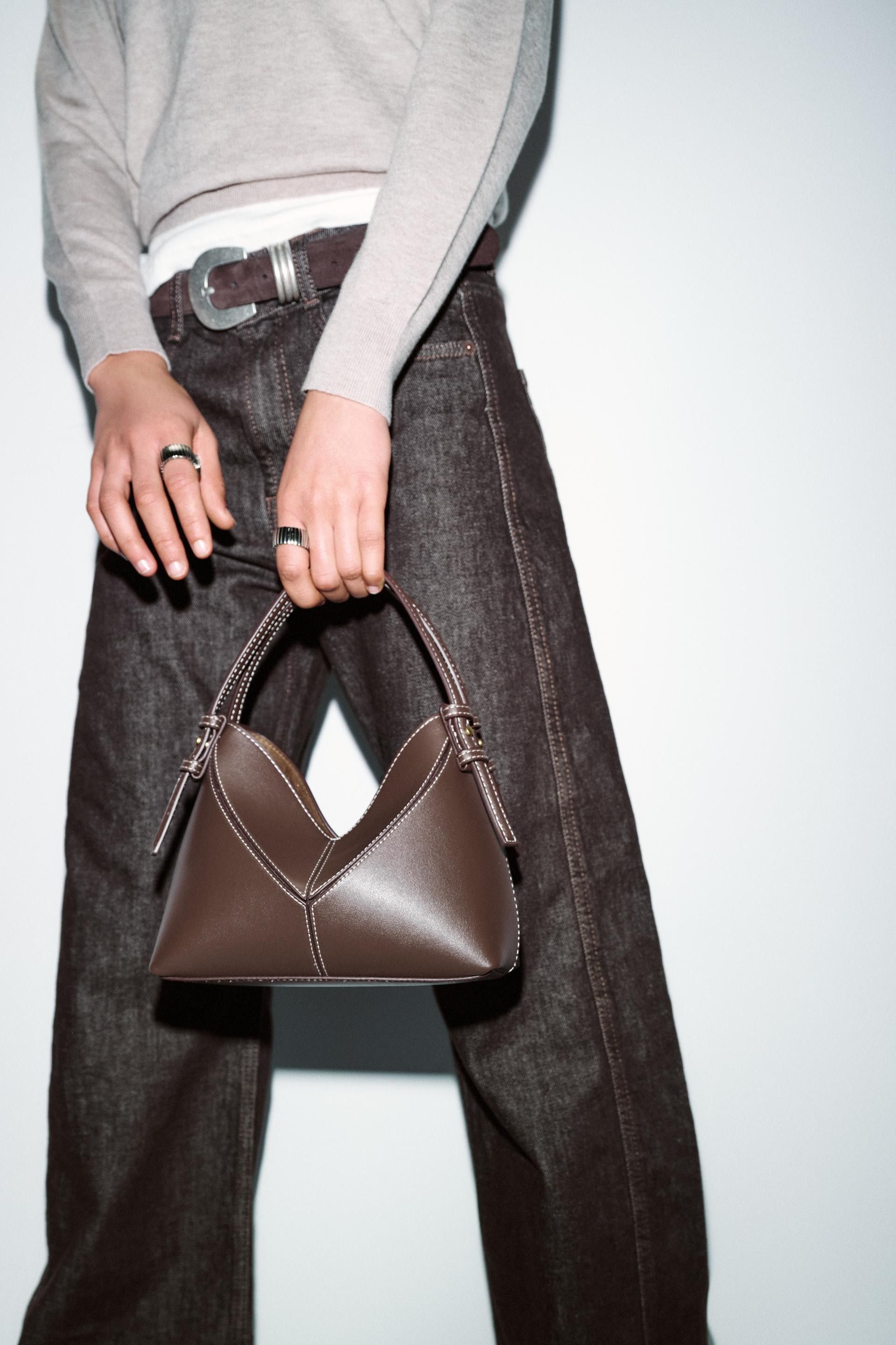 Zara - Mini Seam Detail Bucket Bag - Women - Chocolate - Women | Zara US