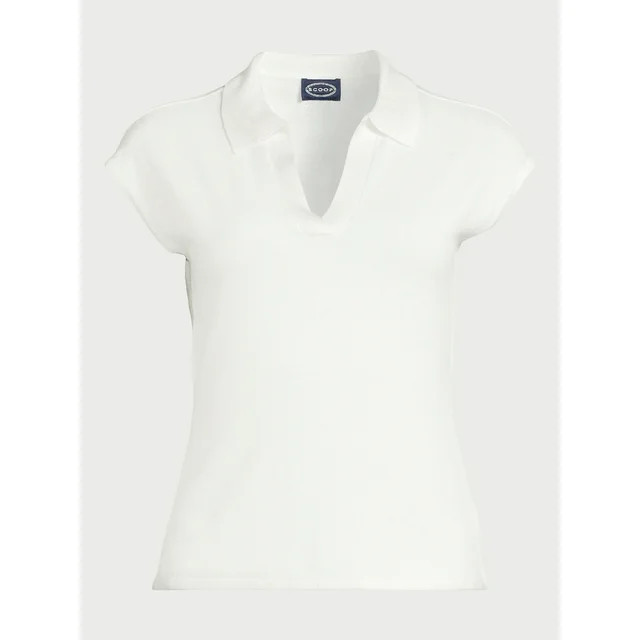 Scoop Women’s Fitted Polo Sweater Tee, Sizes XS-XXL | Walmart (US)