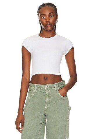 Enza Costa Silk Cropped Tee in White from Revolve.com | Revolve Clothing (Global)