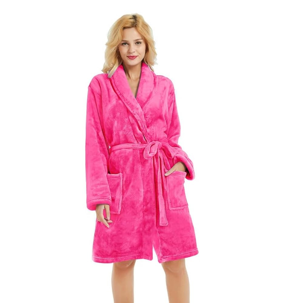 U2SKIIN Women Fleece Robe, Short Cozy Plush Robes for Womens Soft Shawl Collar Warm Spa Bathrobe | Amazon (US)