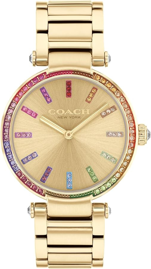 Coach Cary 2H Quartz Watch for Women - Stainless Steel Wristwatch with Rainbow Crystals - Water R... | Amazon (US)