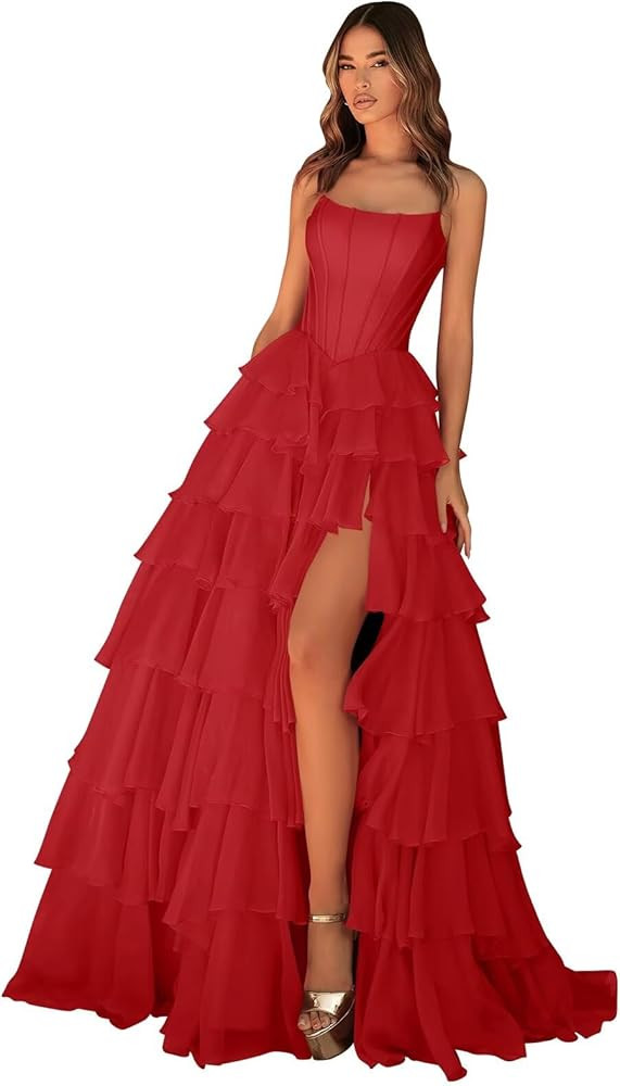 Sevintage Long Strapless Prom Dresses for Women Corset Bodycon Tiered Formal Evening Party Gowns ... | Amazon (US)