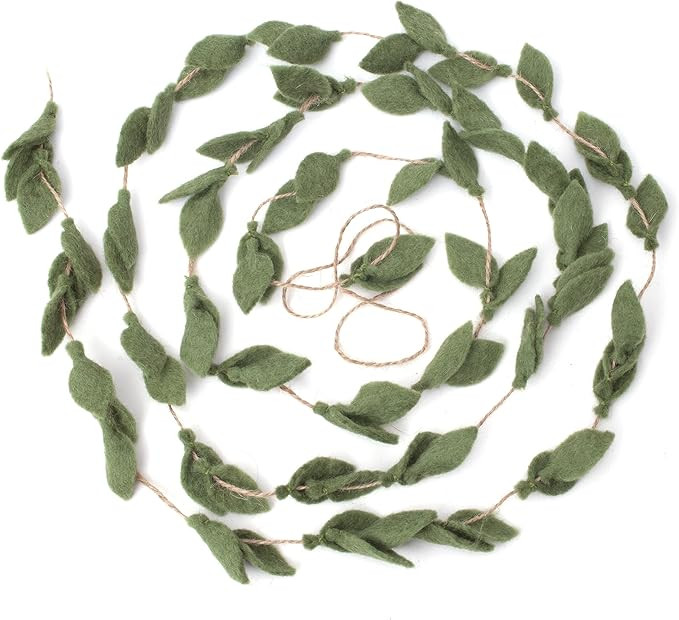 Glaciart One Felt Leaves Garland - Faux Greenery for Living Room, Bedroom, Nursery - Natural New ... | Amazon (US)