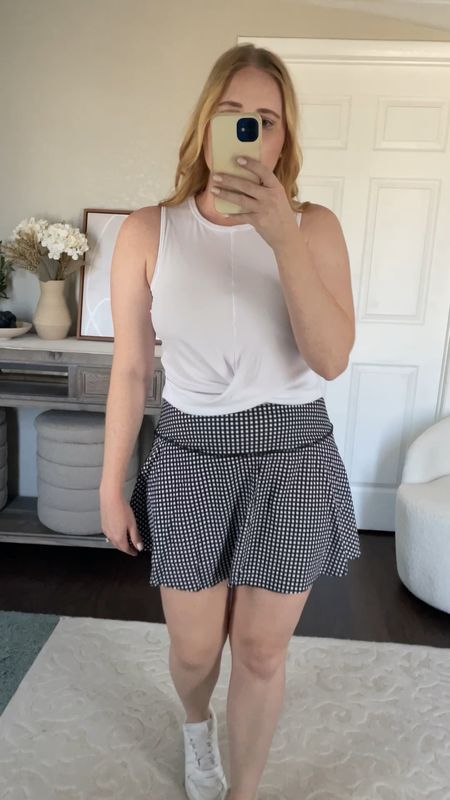 Walmart activewear fashion finds!! Size small in white tank top, size large in gingham skort, size large in the dusty pink leggings which are SUPER BUTTERY SOFT (remind me of lululemon aligns!!!) 

#LTKActive #LTKVideo #LTKSeasonal
