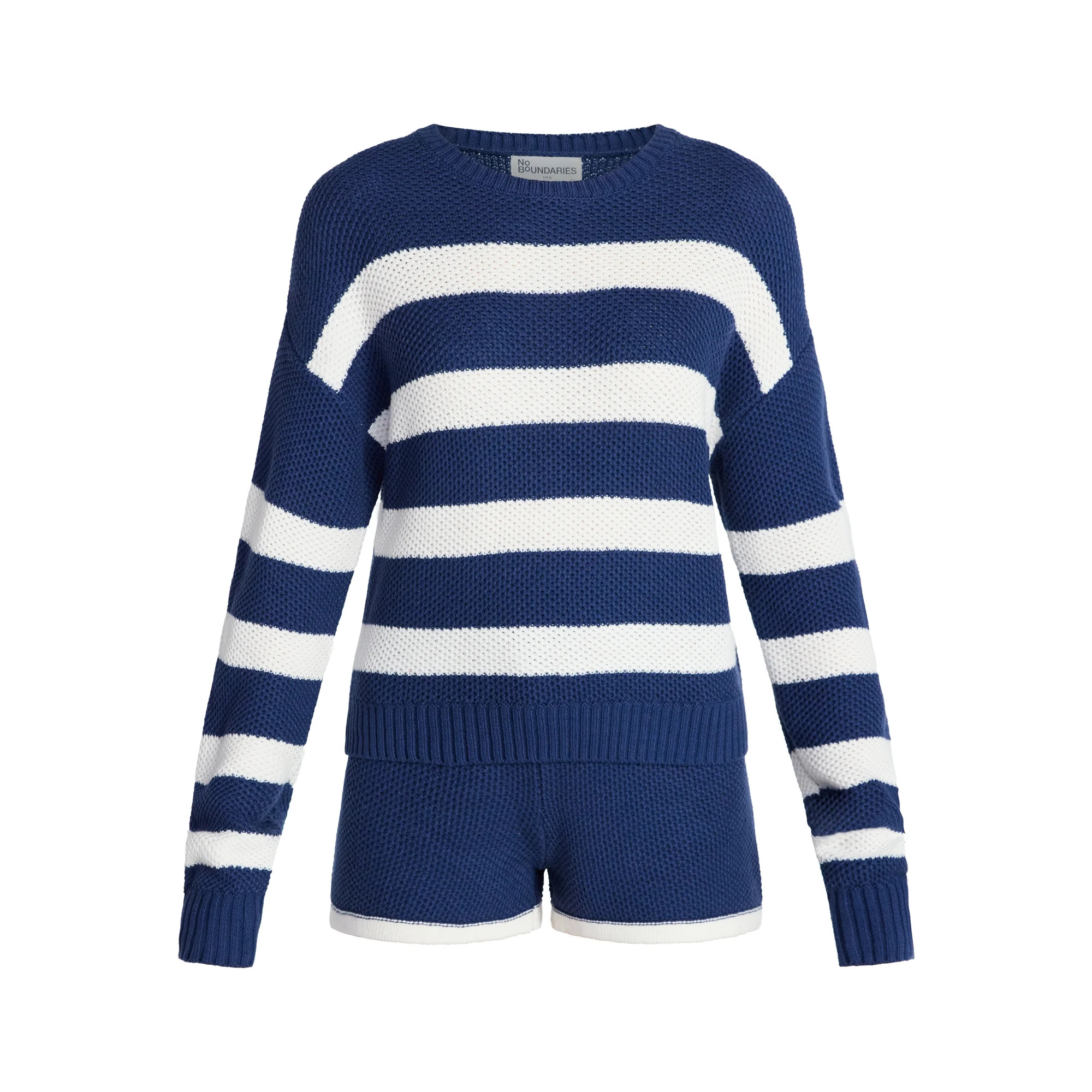 No Boundaries Drop Shoulder Crewneck Pullover Top and Shorts Set, 2-Piece, Women's XXS-XXL | Walmart (US)