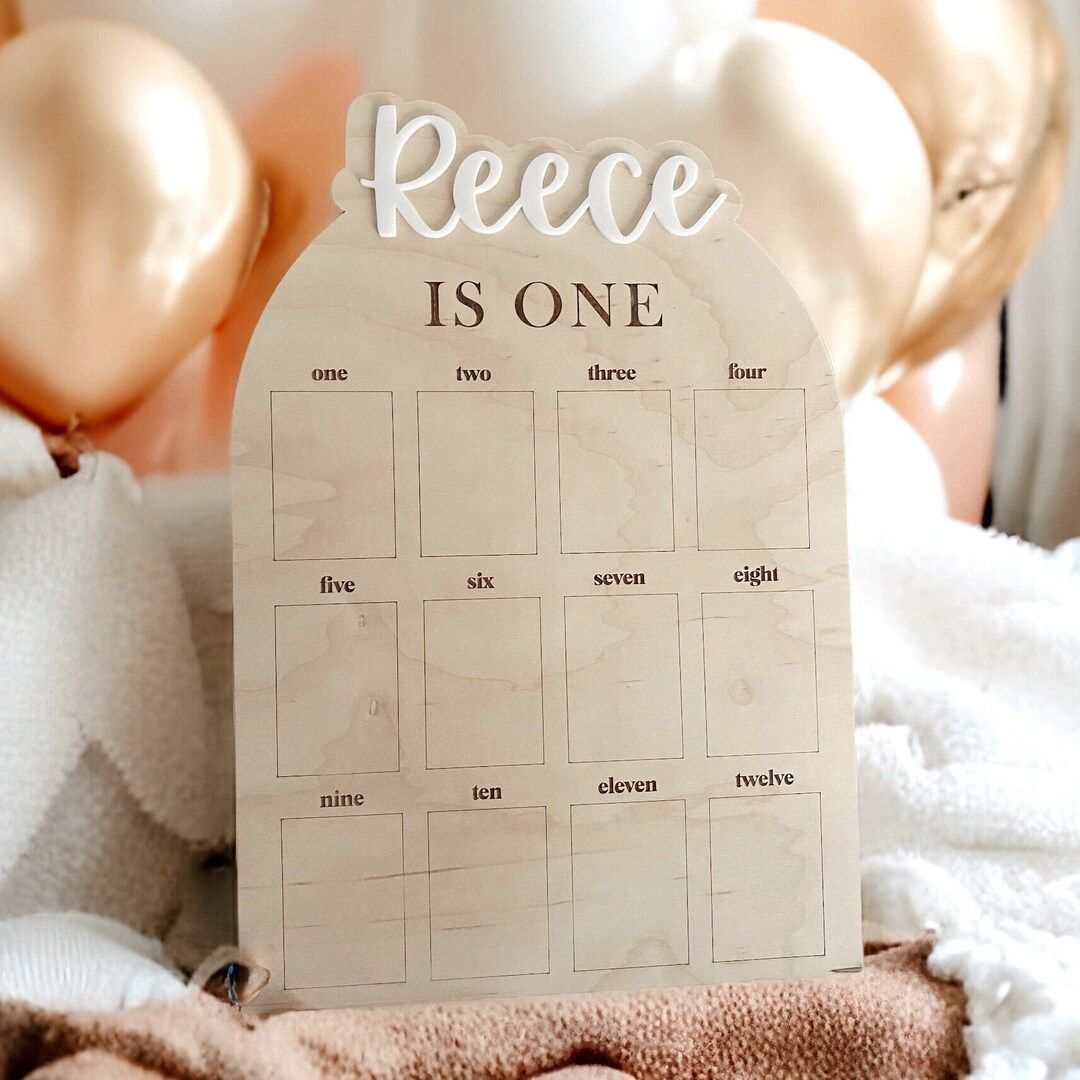 One Year Photo Board Wood Photo Board Milestone Board Baby Shower Gift Custom Gifts Birthday Deco... | Etsy (US)