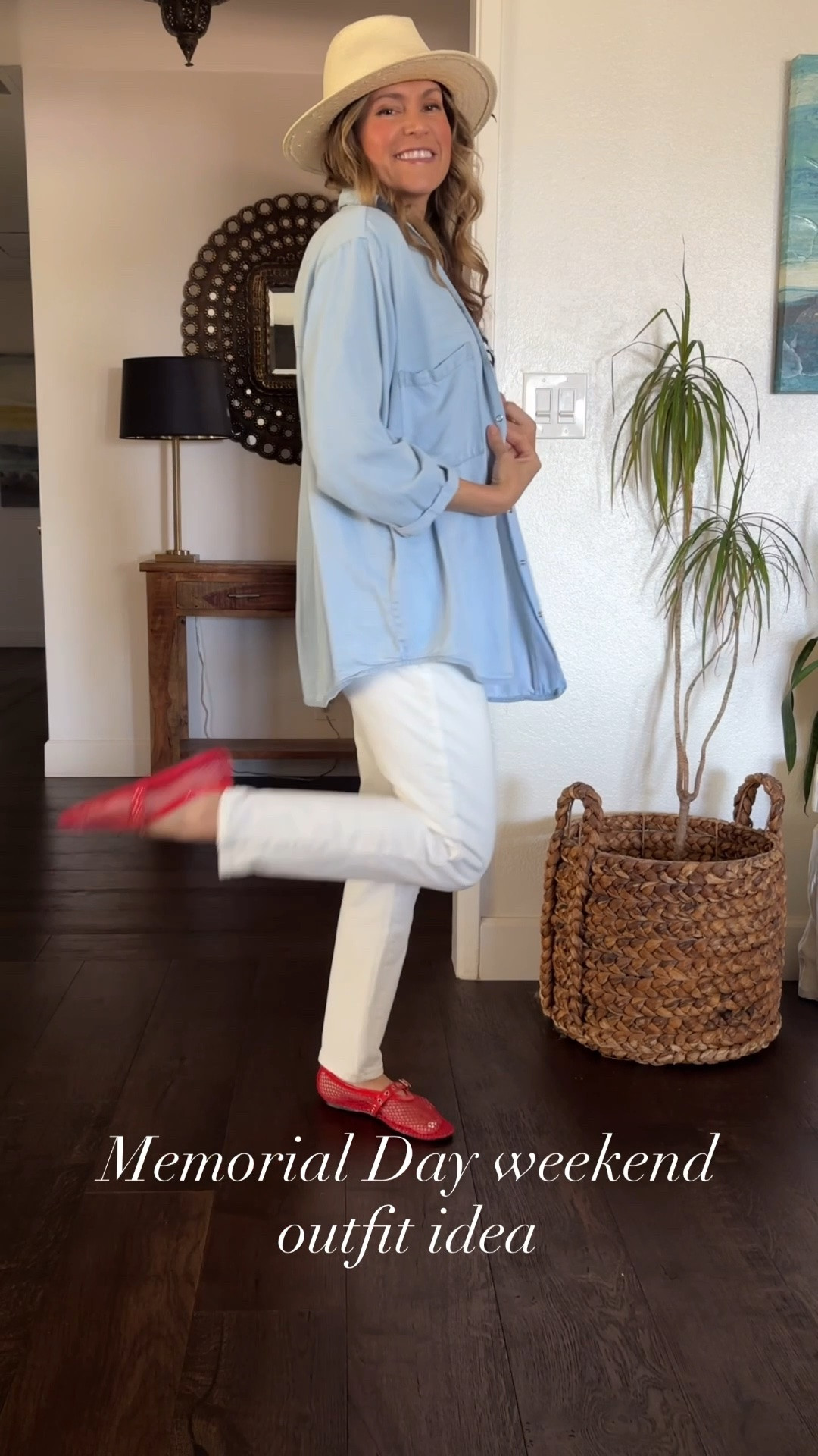 Memorial Day outfit idea ❤️🤍💙 This crossbody from Quince I pretty much use every single day and these little mesh flats are so cute!  They come in lots of colors too.  What are you up to this holiday weekend?

#LTKootd #LTKSeasonal #LTKOver40