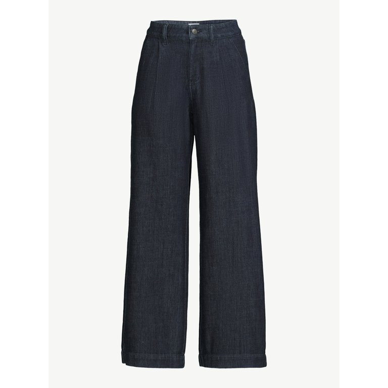 Time and Tru Women's Mid Rise Wide Leg Trouser Jeans, 31" Inseam | Walmart (US)