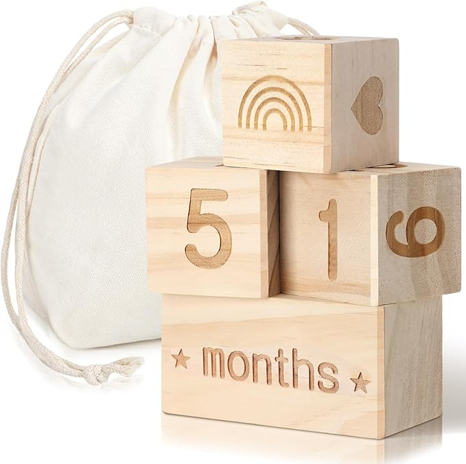 Boho Baby Milestone Blocks Natural Pine Wood with Days Months Weeks Years Grade Baby Age Mileston... | Amazon (US)