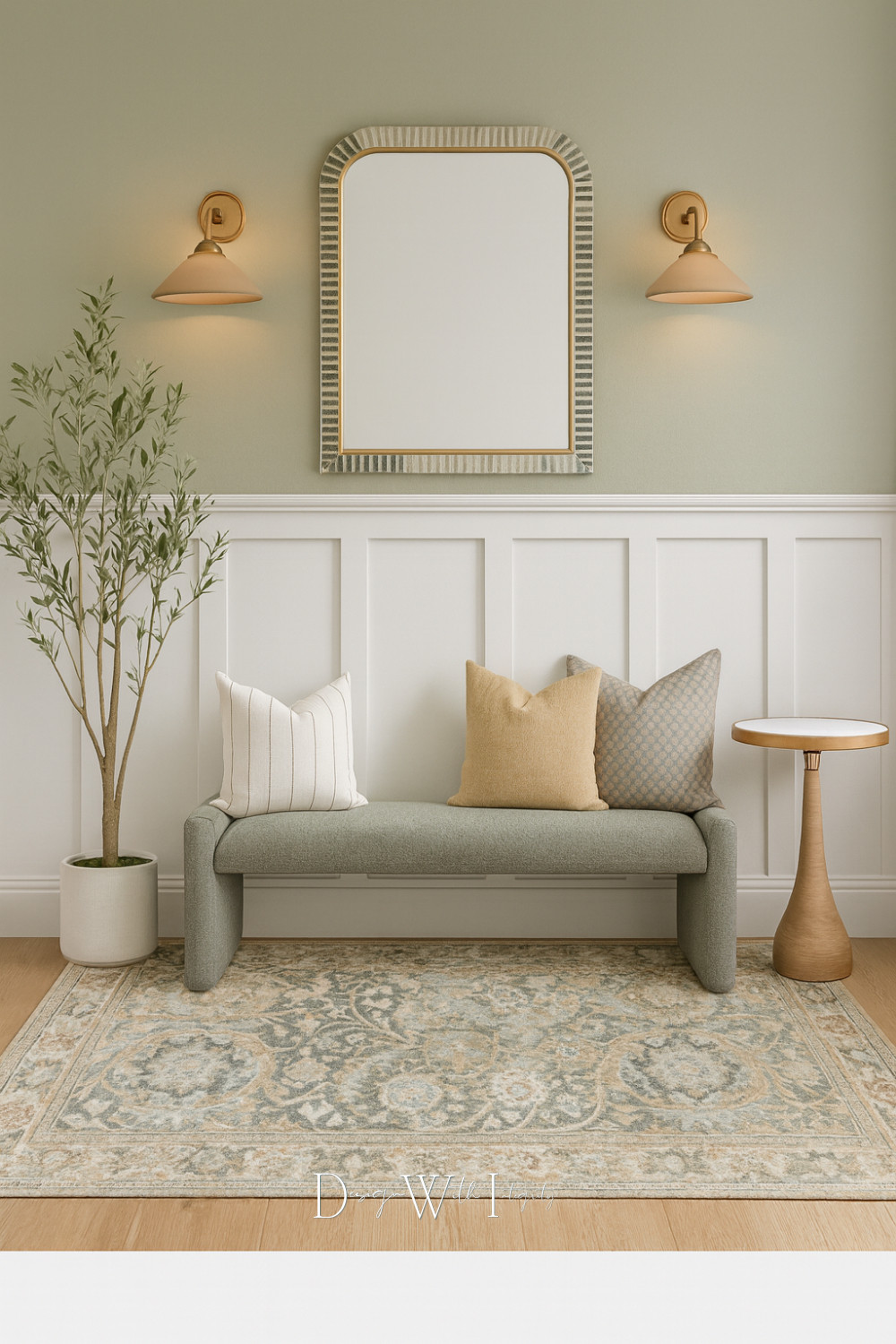 An entry hall should feel welcoming, calm, and thoughtfully styled from the moment you walk in. This serene seating moment blends soft sage walls with classic white paneling, warm brass sconces, and a sculptural upholstered bench layered with neutral pillows. A subtle patterned rug grounds the space, while natural textures and symmetry create an inviting first impression that feels both refined and livable.

Inspired by a digital mood board and brought to life through AI, this design is meant to spark ideas for creating an entry that feels elevated yet effortless.

Shop the look on LTK to explore the curated pieces that bring this timeless entry hall together.

Images shown are for inspiration and were generated via AI from a digital mood board.


#entrywayinspiration
#classicinteriors
#shopthelook

entryway bench styling
sage green entryway
classic wall paneling
neutral home decor
brass wall sconces
entry hall decor ideas 

 #LTKHome