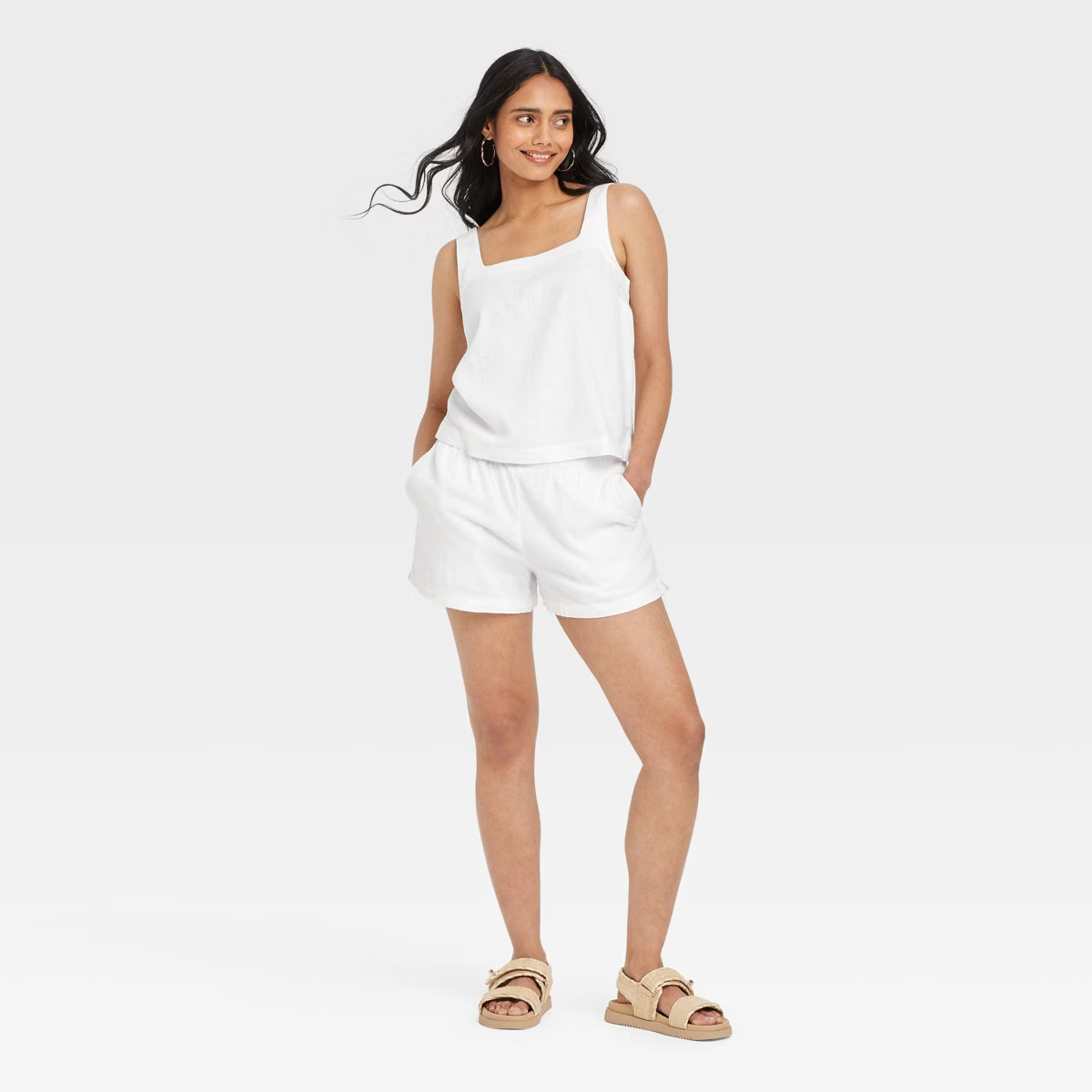 Women's Mid-Rise Linen Pull-On Shorts - A New Day™ | Target