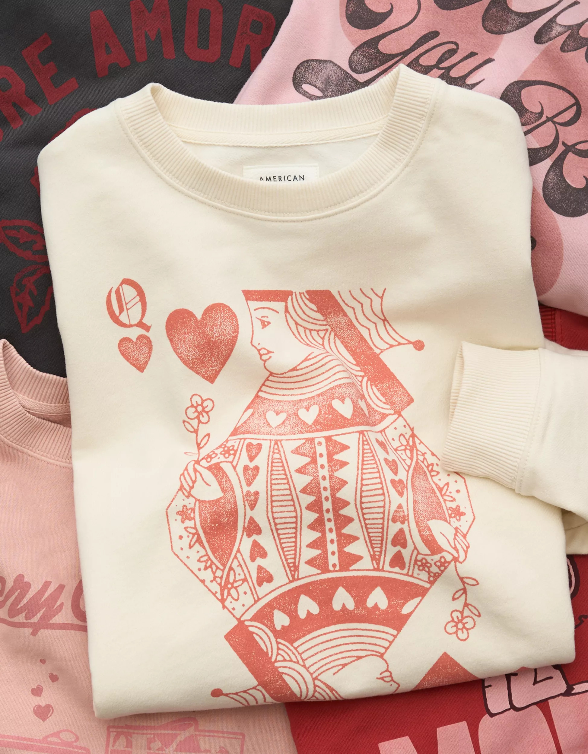AE Valentine's Day Graphic Relaxed Crew Neck Sweatshirt | American Eagle Outfitters (US & CA)