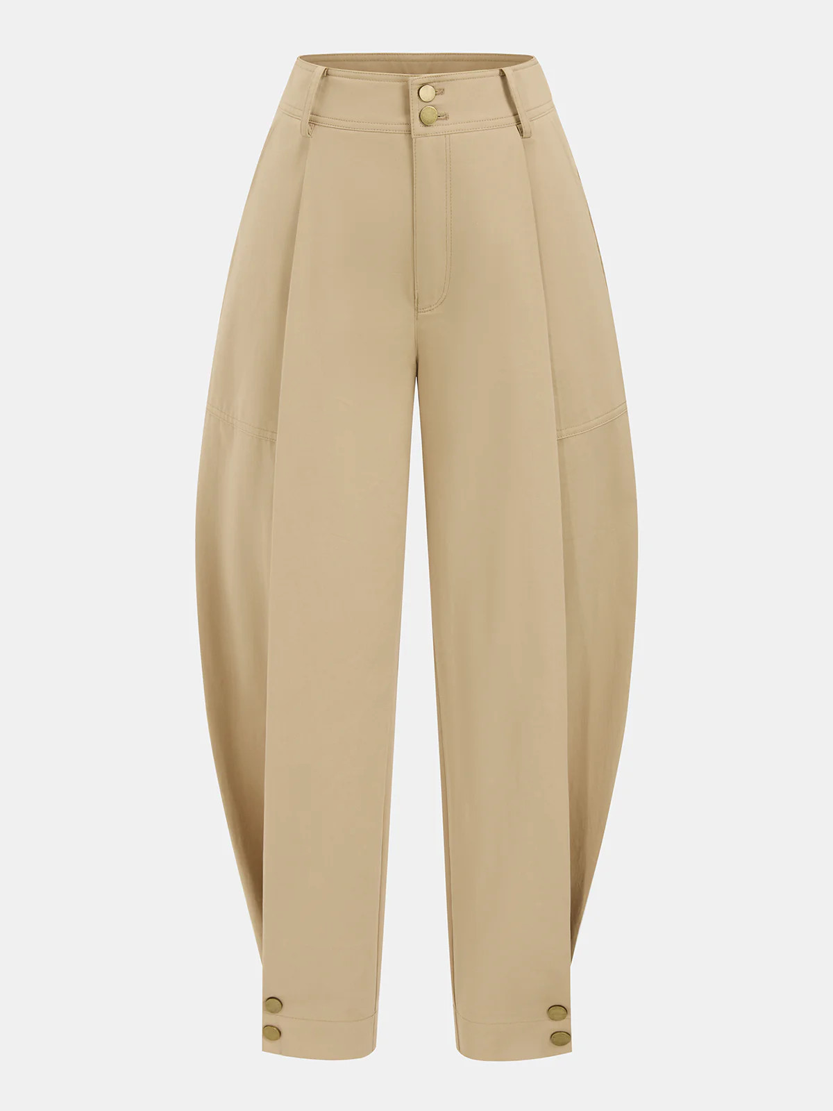 Cotton Pleated Mid-Waist Balloon Pants | Commense