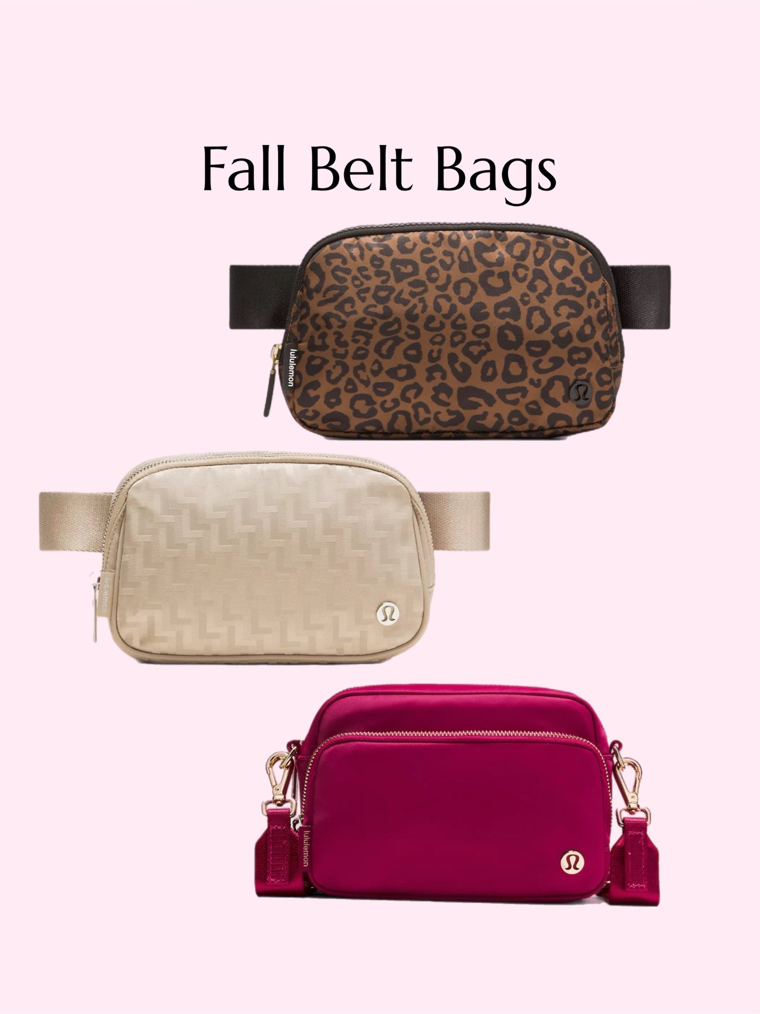 Fall belt bags from Lululemon. Fanny pack, gift guide for her. Gifts for her, travel bag. 

#LTKGiftGuide #LTKItBag #LTKStyleTip