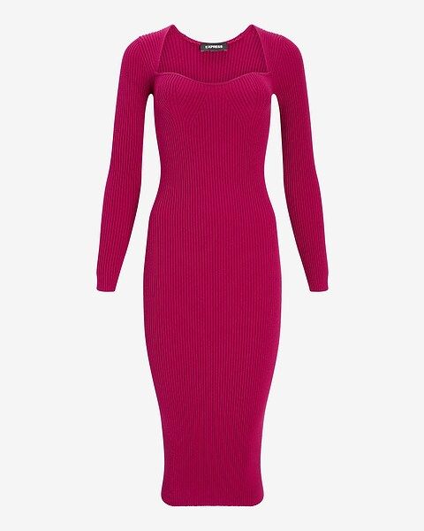 Sweetheart Neckline Midi Sweater Dress | Express