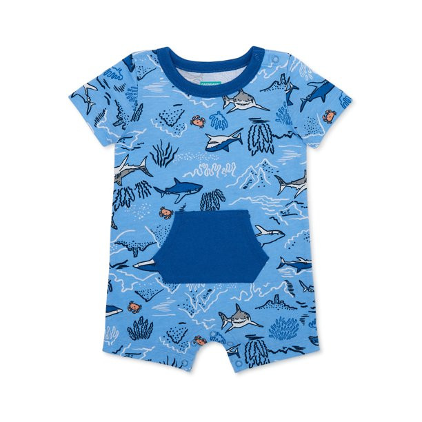 Garanimals Baby Boy Short Sleeve Print Romper, Sizes 0-24 Months | Walmart (US)