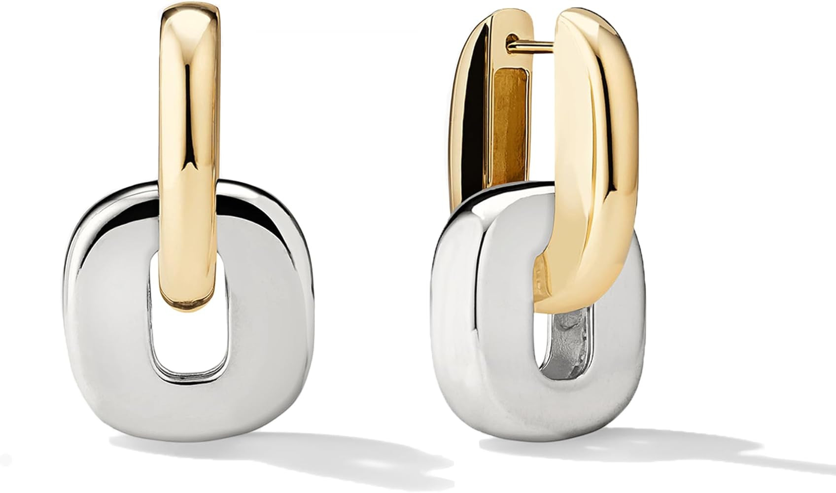 NOKMIT Chunky Hoop Earrings for Women, Trendy 14K Gold Silver Tone Bold Geometric Paperclip Link ... | Amazon (US)