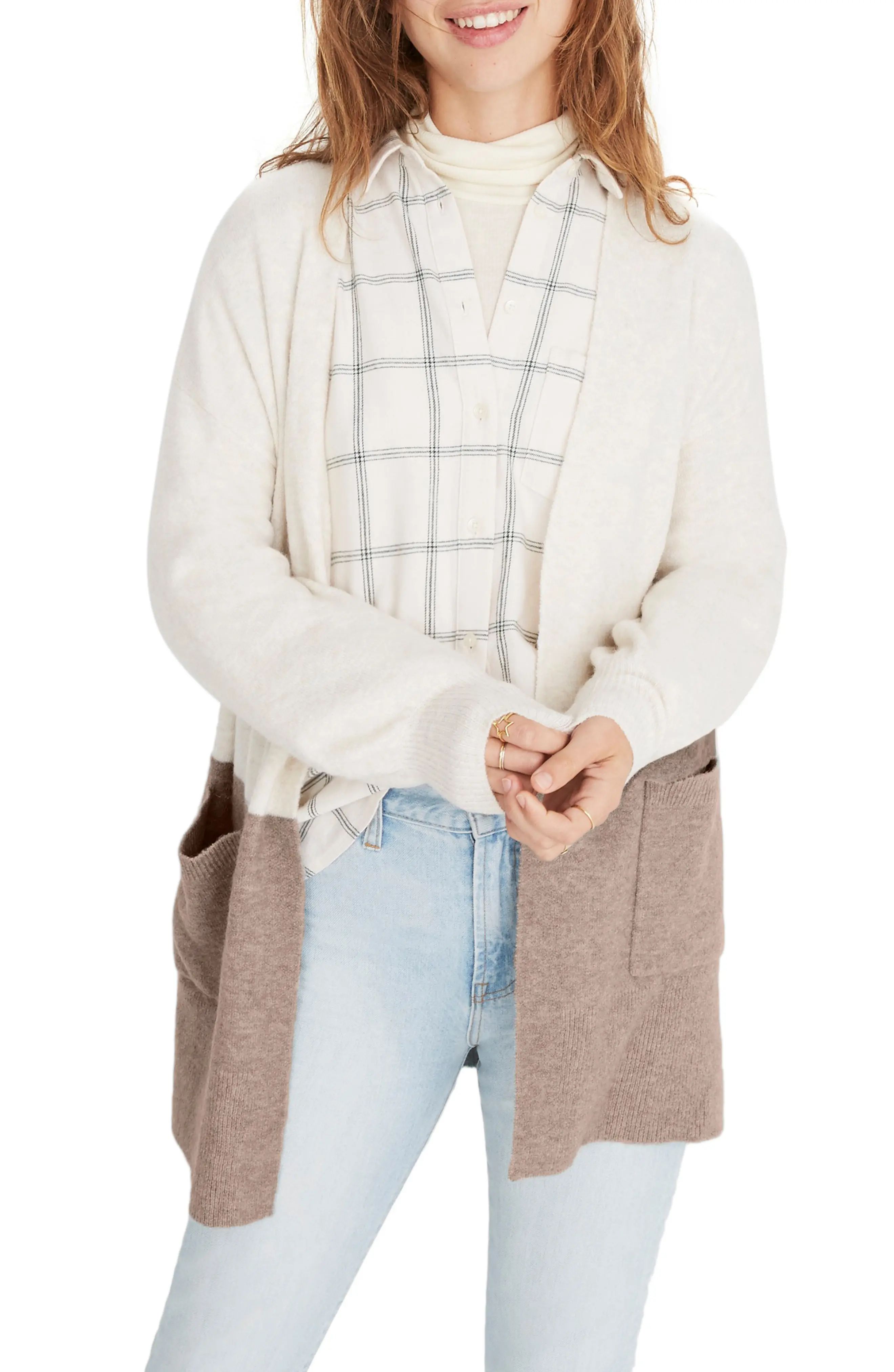 Madewell Kent Colorblock Cardigan Sweater (Regular & Plus Size) | Nordstrom