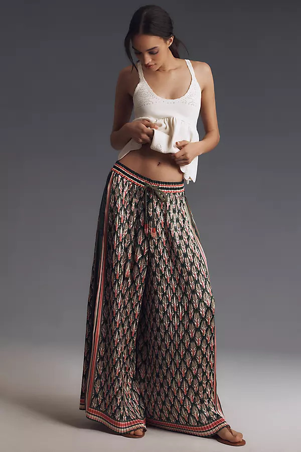 x Anthropologie Tropical Pleated Wide-Leg Pants | Anthropologie (US)