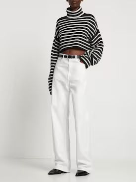 The Frankie Shop - Athina cropped wool blend sweater - Black/White | Luisaviaroma | Luisaviaroma