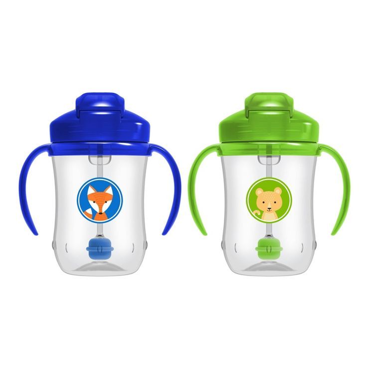 Dr. Brown's Milestones Baby's First Straw Sippy Cup - Blue - 2pk/18oz | Target