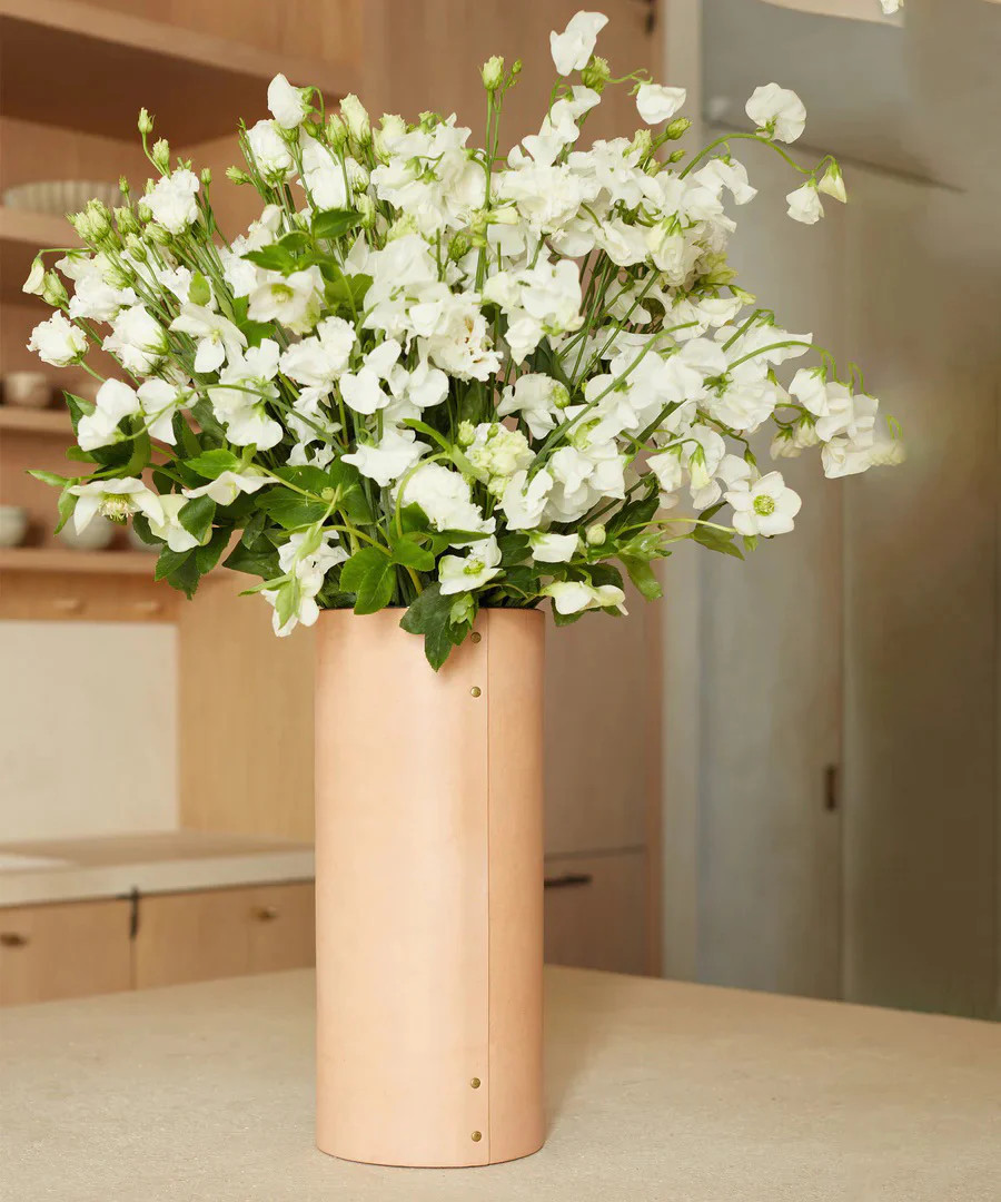 Large Leather Rivet Vase | Jenni Kayne