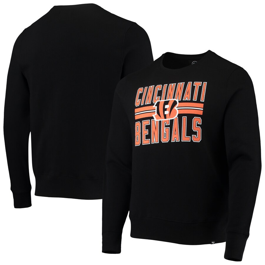 Cincinnati Bengals '47 Block Stripe Headline Fleece Pullover Hoodie - Black | Fanatics