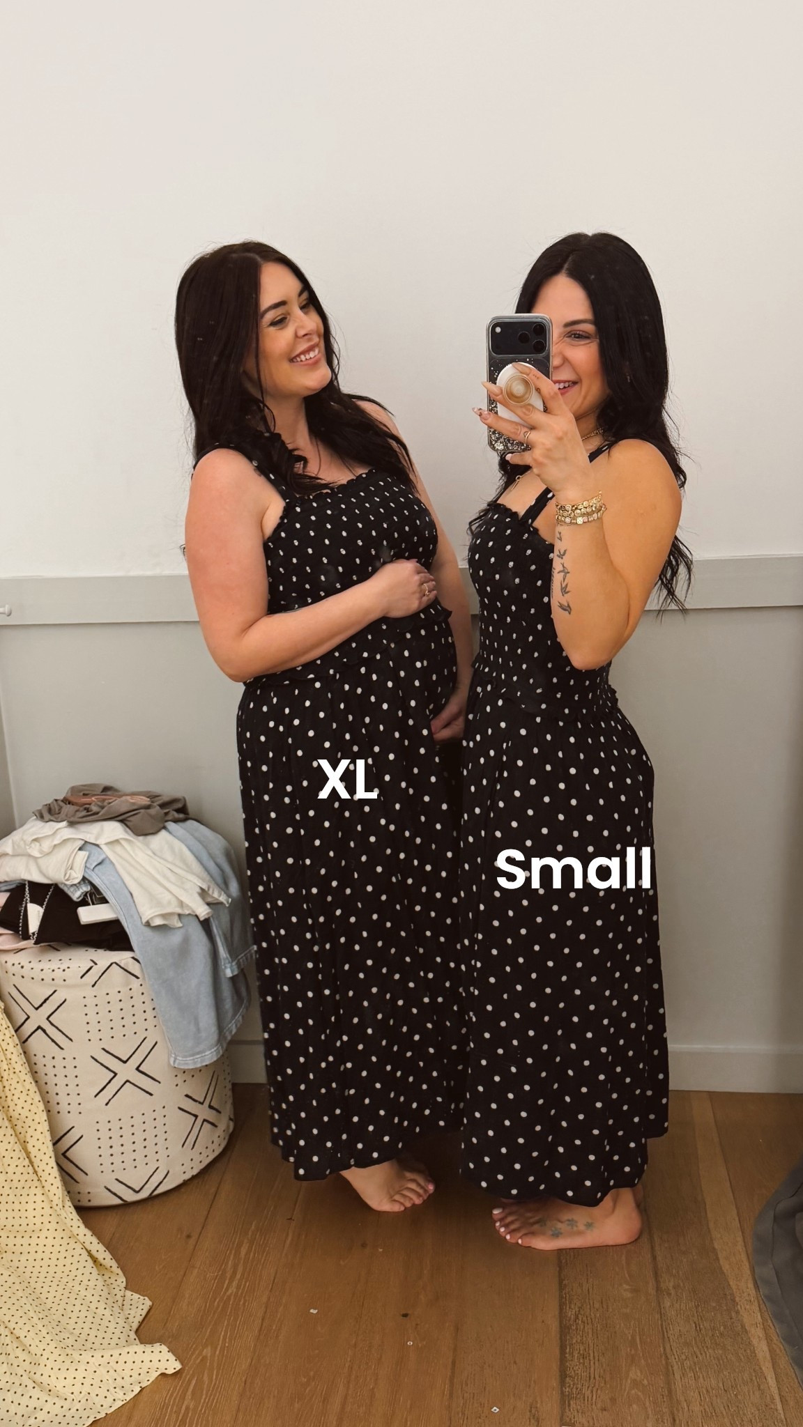 same dress two diffrent sizes! Milly is wearing a small and I’m
Wearing an XL to fit the bump
🤰🏻 this polka dot barre shocked dress is on sale for 30% off today!

#LTKsale #LTKdresses #LTKsummer