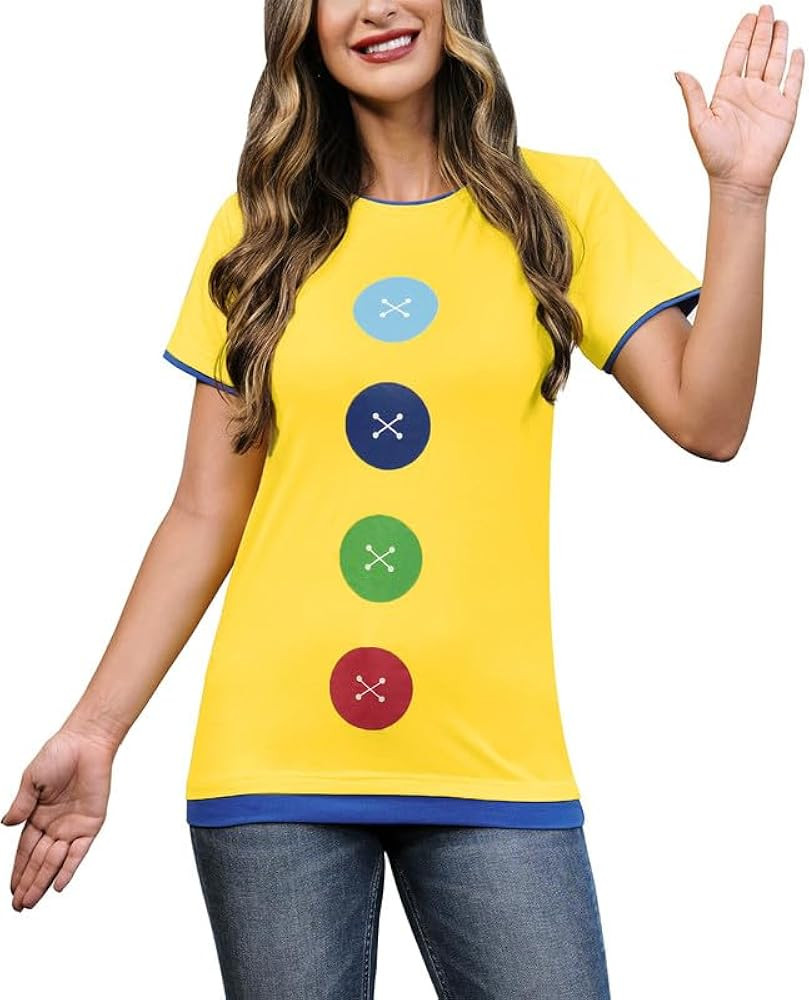 Maisolly Women's Halloween Short Sleeve Button Printed Cosplay Costume Top | Amazon (US)