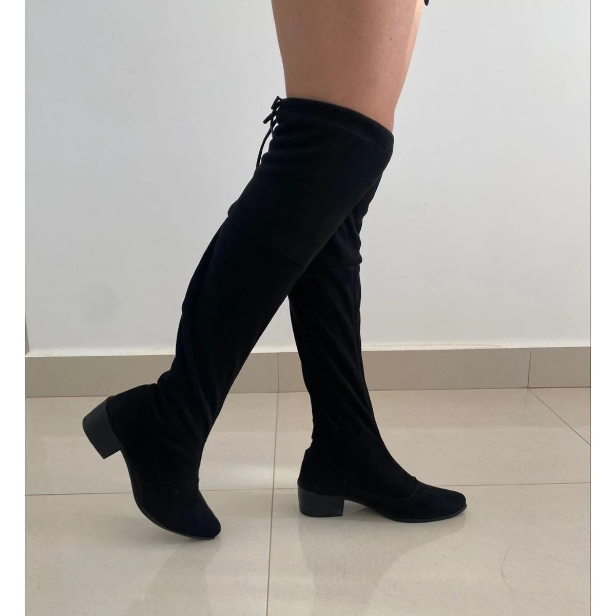 Bota Over The Knee Tecido Salto Bloco Feminina Mississipi - - Preto | Zattini (BR)