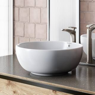 Sublime Round Vessel Sink in White | The Home Depot