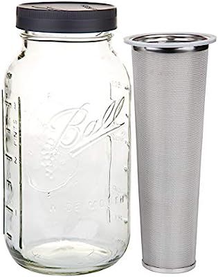 Ball Mason Jars 64 oz Cold Brew Mason Jar with Stainless Steel Filter and Wide Mouth Storage Lids... | Amazon (US)