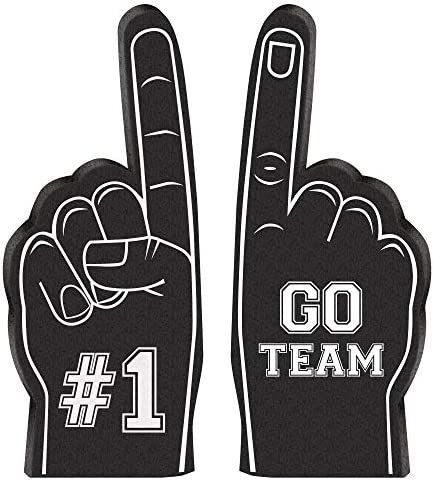 amscan Mini Foam Finger | Black | #1 Go Team | 12 Pcs. Black/White, 5.125" | Amazon (US)