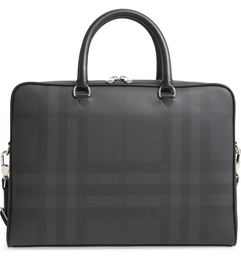 Ainsworth London Check Coated Canvas & Leather Briefcase | Nordstrom