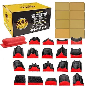 Dura-Gold 20-Piece Contoured Profile 5" Hand Sanding Block Set with 40 Sheet Hook & Loop Sandpape... | Amazon (US)