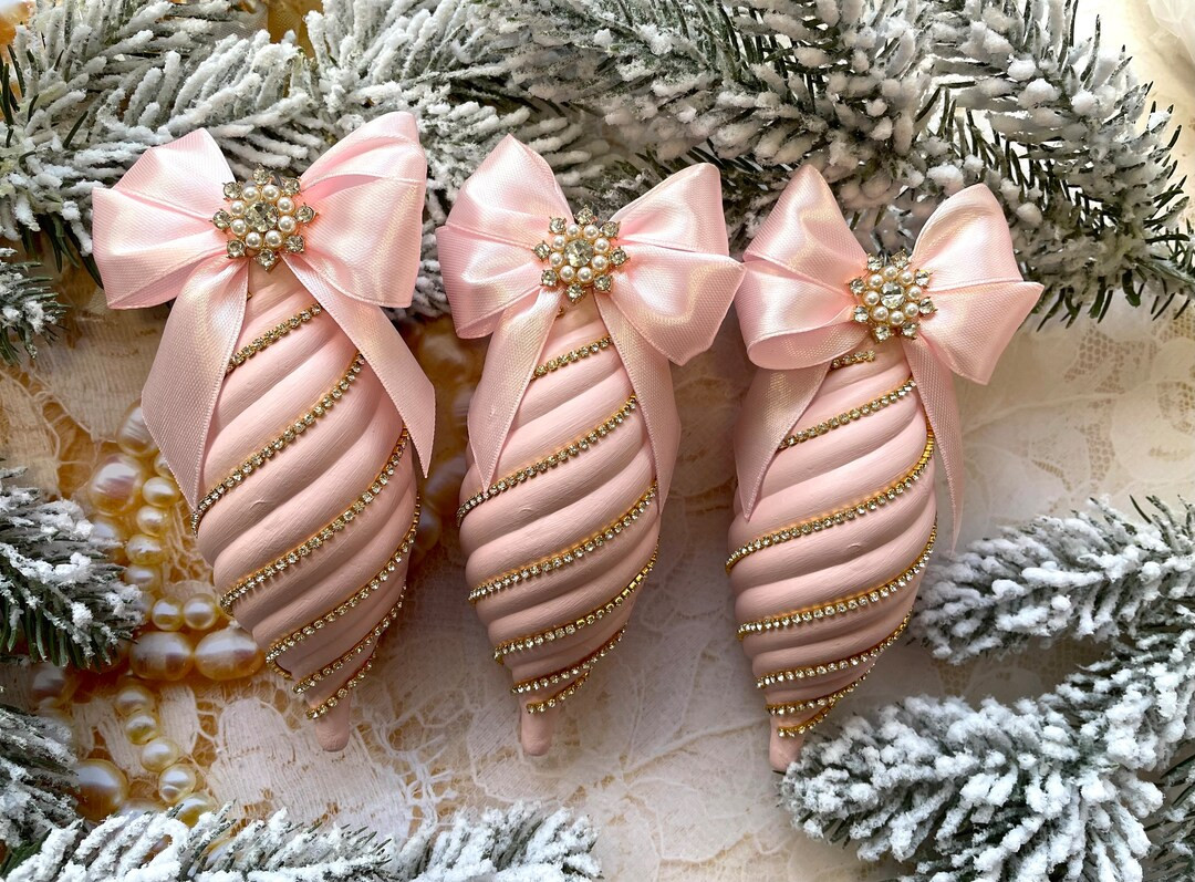 Blush Pink Christmas Ornaments Icicles Girl Christmas Decor Christmas Vintage Ornament With Rhine... | Etsy (US)