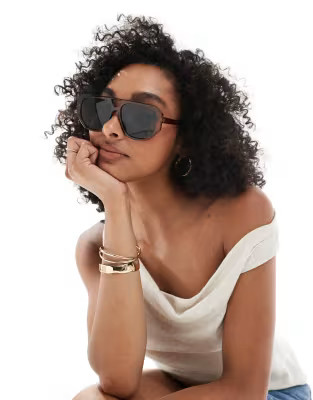 ASOS DESIGN – Piloten-Sonnenbrille in Kristall-Braun | ASOS (Global)