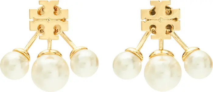 Kira Imitation Pearl Front/Back Earrings | Nordstrom