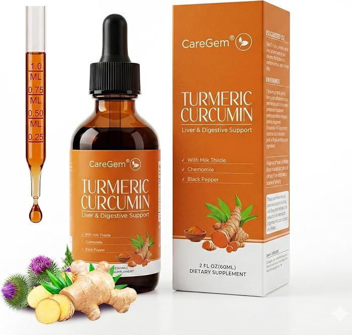 Turmeric Curcumin & Milk Thistle Liquid Drops for Liver Health Support | Herbal Blend with Dandel... | Amazon (US)