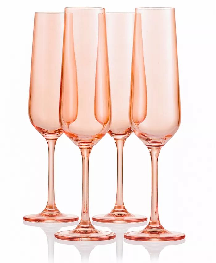Sheer Coral Champagne Flutes, Set of 4 | Macys (US)