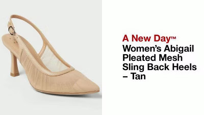Women’s Abigail Pleated Mesh Sling Back Heels – A New Day™ Tan 8.5 | Target