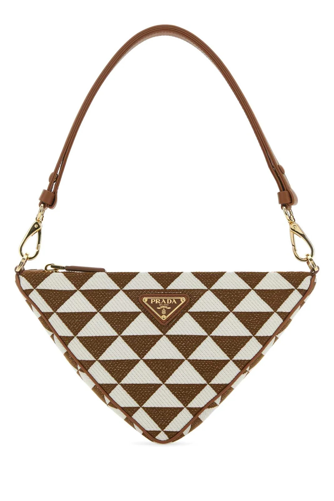 Prada Logo-Triangle Embroidered Zipped Mini Shoulder Bag | Cettire Global