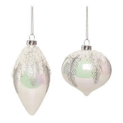 Transpac Iridescent Glass Beaded Ornament Set of 2 Elegant Christmas Tree Decorations | Target