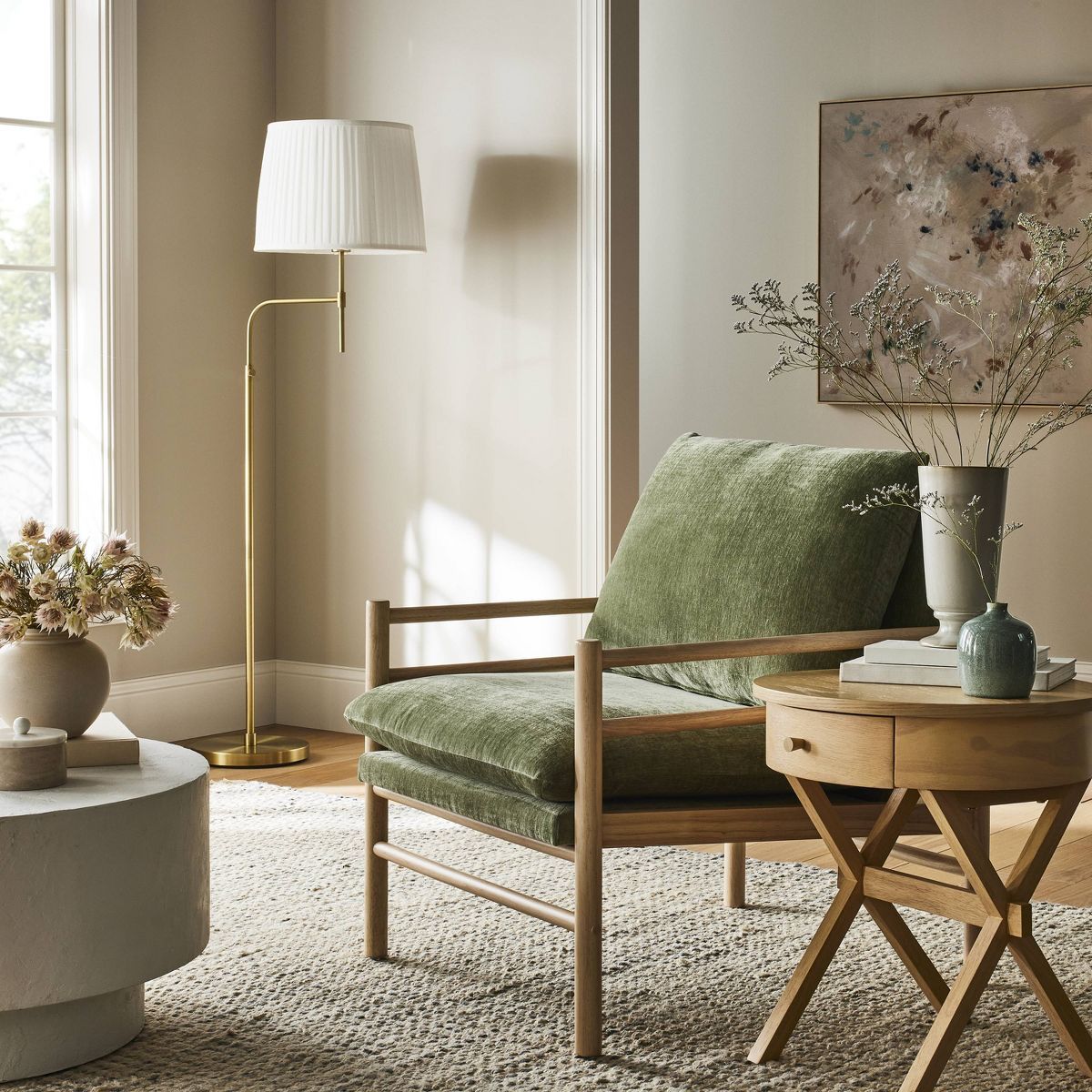Dowel Velvet Armchair Light Green - Threshold™ designed with Studio McGee | Target