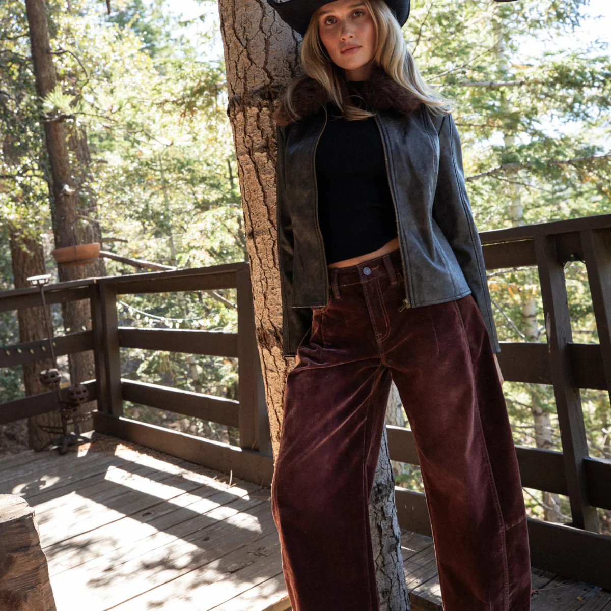 Gracyn Mulberry Velveteen Barrel Pants | 12th Tribe