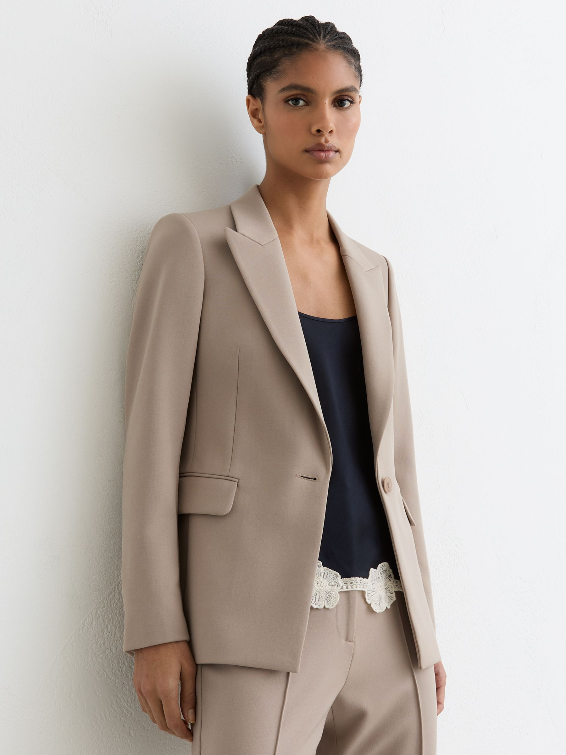 Reiss Tailored Single Breasted Suit Blazer in Stone Neutral | REISS | Reiss US
