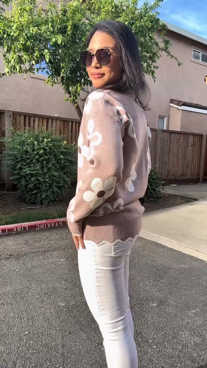 Floral neutral sweater 

#LTKSaleAlert #LTKmomlife #LTKootd